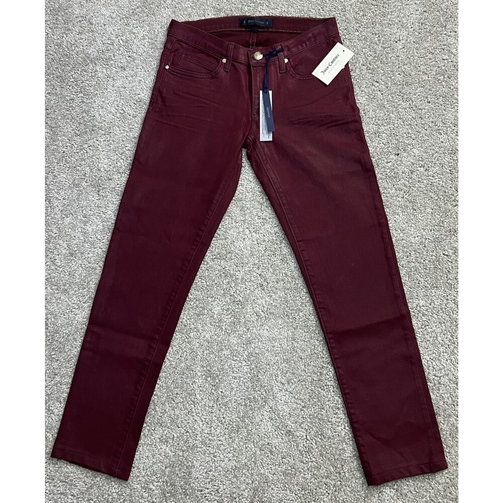 Juicy Couture Pigment Coated Skinny Jeans Burgundy Pants Lapis Women’s Size 26
